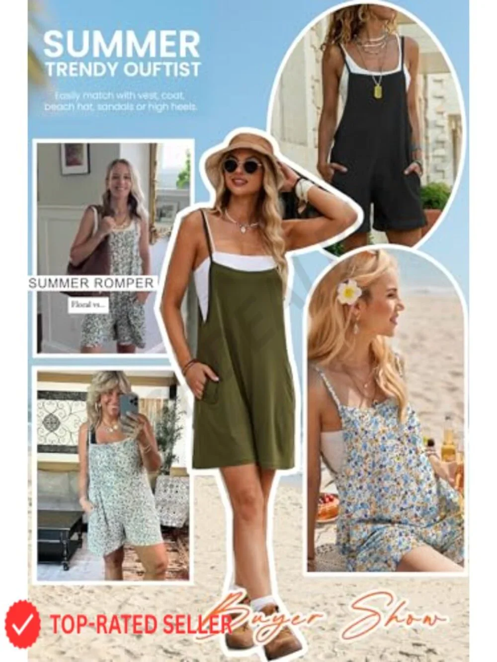Floral Romper with Pockets Adjustable Straps Casual Summer Vacation Outfit